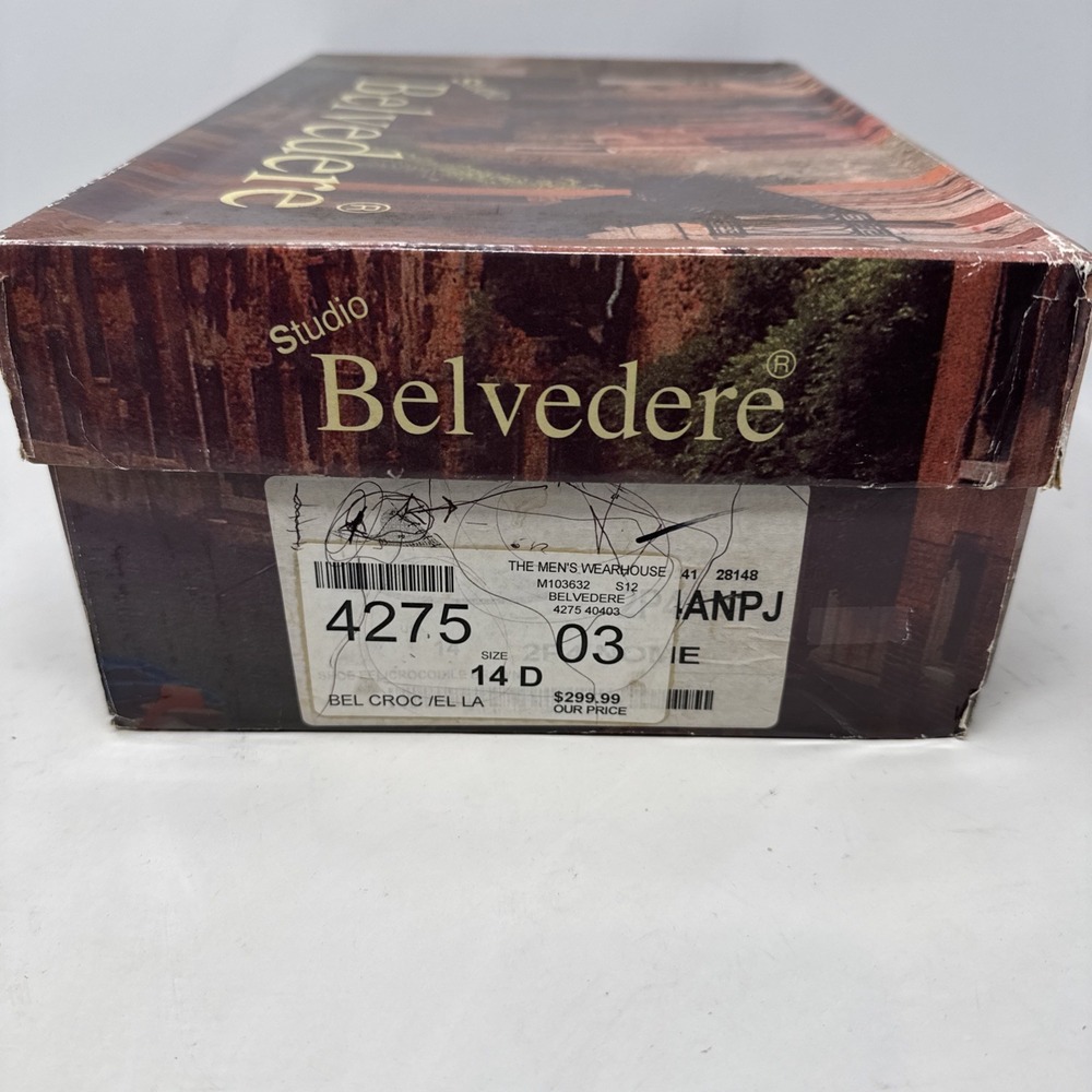 Belvedere Studio Genuine Eel Skin Men's Dress shoes - 14D Brown New In Box!! - Picture 14 of 14